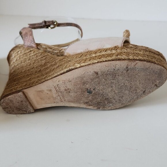 BURBERRY | Nova Check Pattern Canvas Espadrilles Heels Pink Brown Sz 37 - Picture 6 of 6
